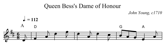 Queen Bess's Dame of Honour - staff notation
