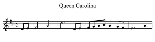 Queen Carolina - staff notation