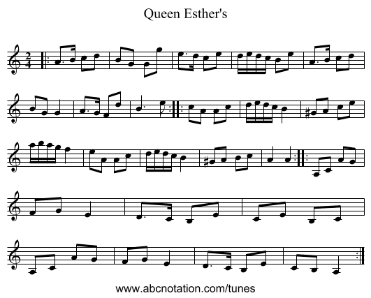 Queen Esther's - staff notation