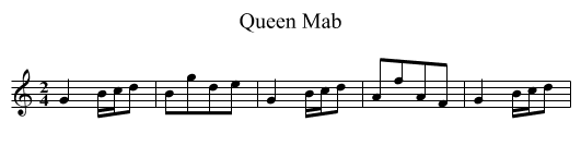 Queen Mab - staff notation