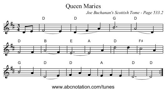 Queen Maries - staff notation