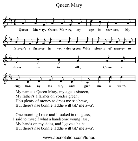 Queen Mary - staff notation