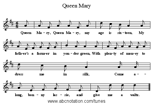 Queen Mary - staff notation