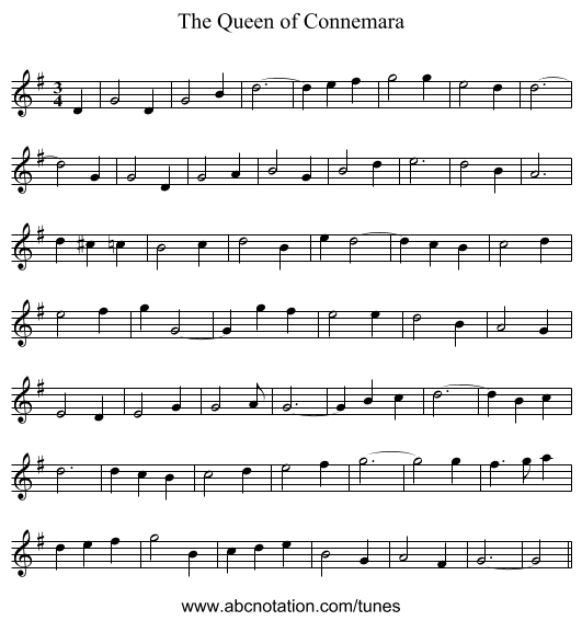 Queen of Connemara, The - staff notation
