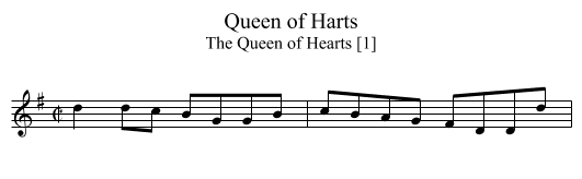 Queen of Harts - staff notation