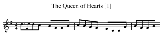 Queen of Hearts [1], The - staff notation