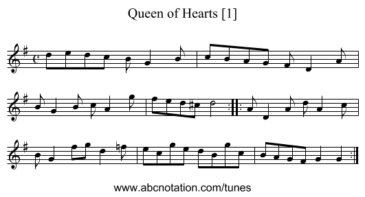 Queen of Hearts [1] - staff notation