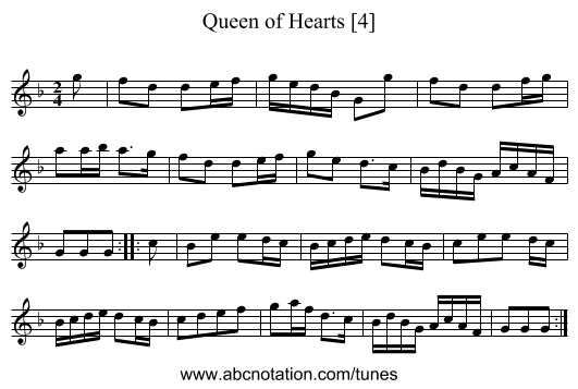 Queen of Hearts [4] - staff notation