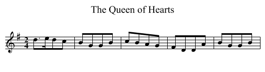 Queen of Hearts, The - staff notation