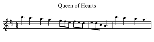 Queen of Hearts - staff notation