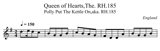 Queen of Hearts,The. RH.185 - staff notation
