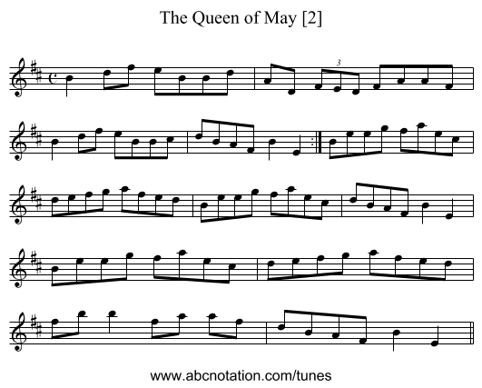 Queen of May [2], The - staff notation