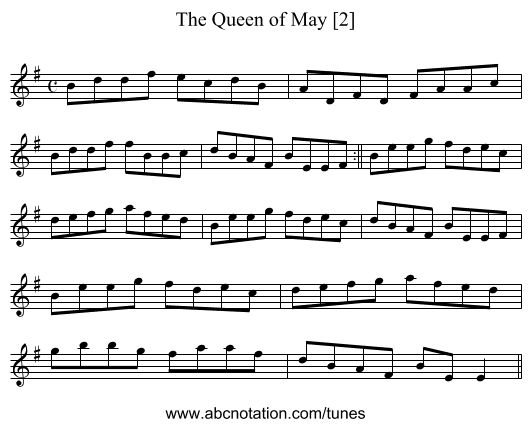 Queen of May [2], The - staff notation