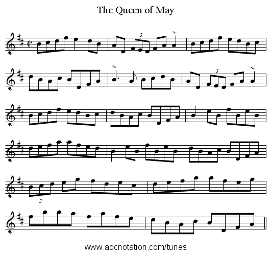 Queen of May, The - staff notation