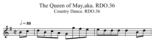 Queen of May,aka. RDO.36, The - staff notation