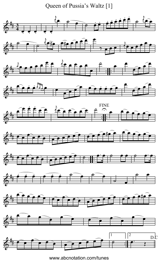 Queen of Pussia’s Waltz [1] - staff notation