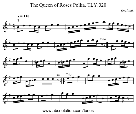 Queen of Roses Polka. TLY.020, The - staff notation