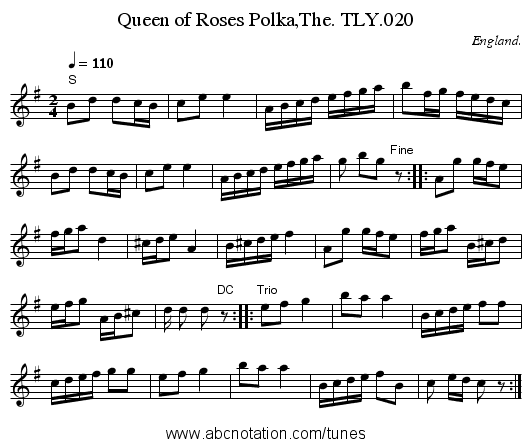 Queen of Roses Polka,The. TLY.020 - staff notation