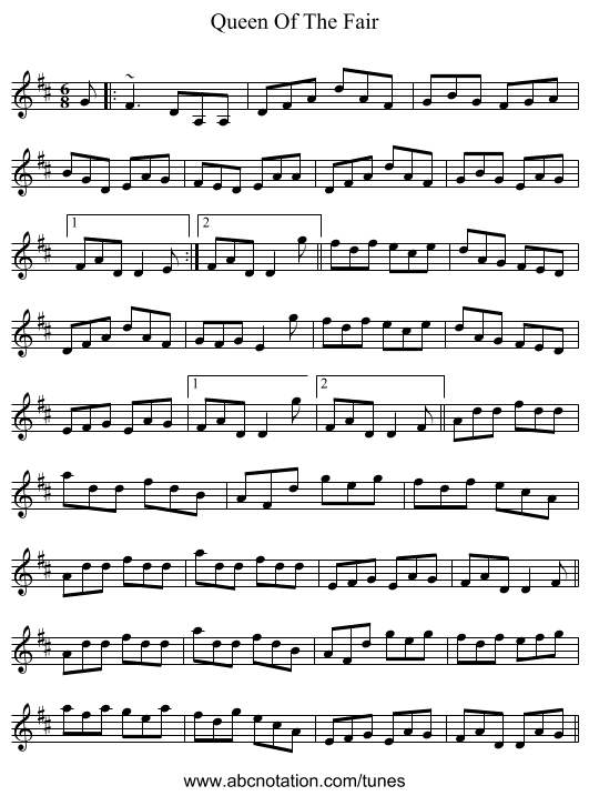 Queen Of The Fair - staff notation
