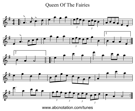 Queen Of The Fairies - staff notation