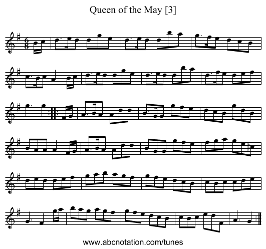 Queen of the May [3] - staff notation