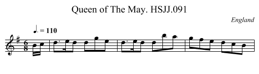 Queen of The May. HSJJ.091 - staff notation