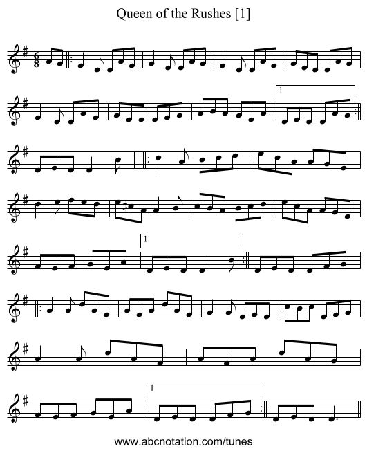 Queen of the Rushes [1] - staff notation