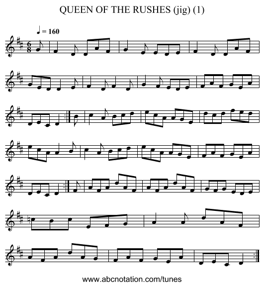 QUEEN OF THE RUSHES (jig) (1) - staff notation