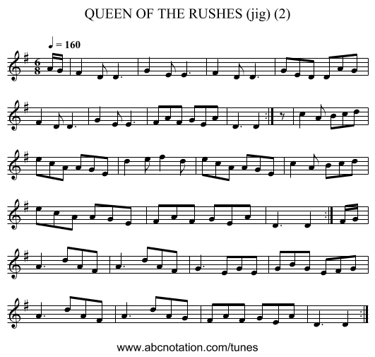 QUEEN OF THE RUSHES (jig) (2) - staff notation