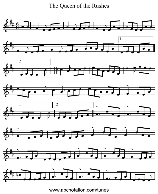 Queen of the Rushes, The - staff notation