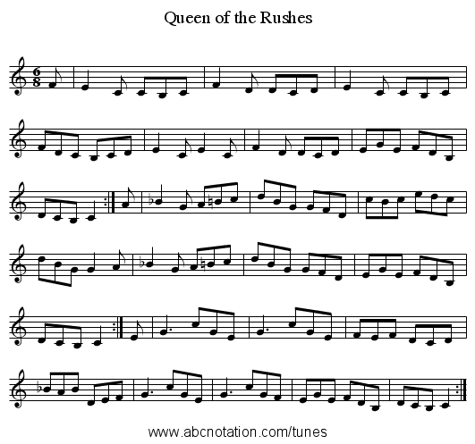 Queen of the Rushes - staff notation