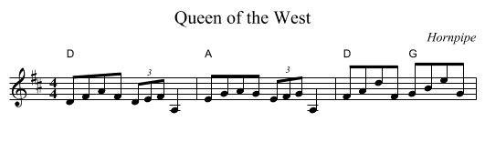 Queen of the West - staff notation