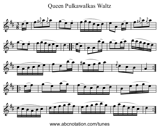 Queen Pulkawalkas Waltz - staff notation