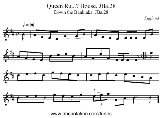 Queen Ru...? House. JBa.28 - staff notation