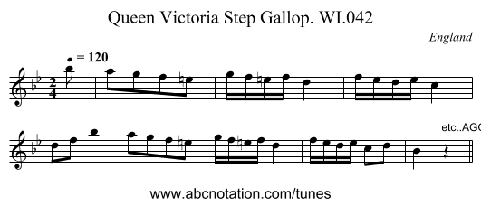 Queen Victoria Step Gallop. WI.042 - staff notation