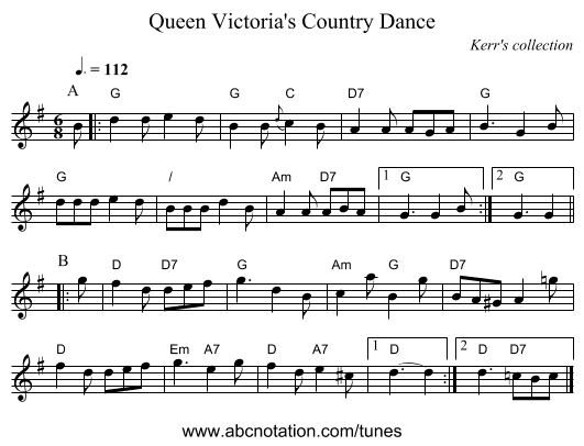 Queen Victoria's Country Dance - staff notation