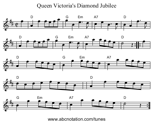 Queen Victoria's Diamond Jubilee - staff notation