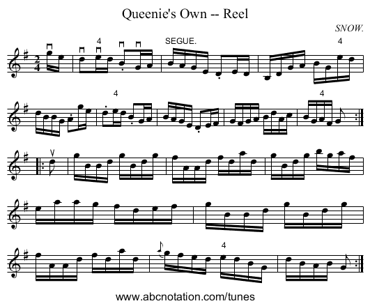 Queenie's Own -- Reel - staff notation