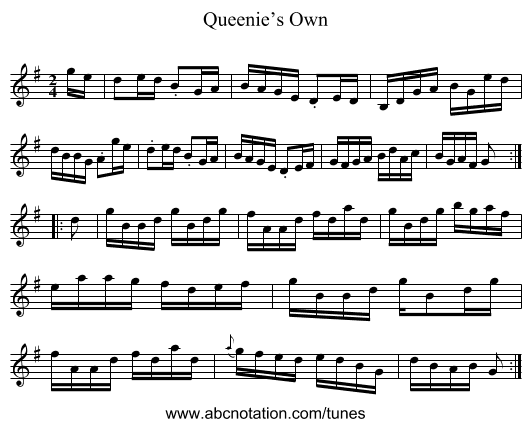 Queenie’s Own - staff notation