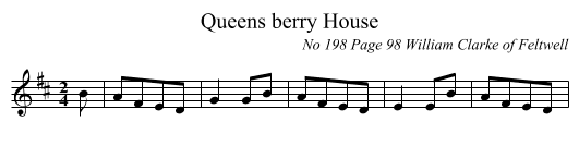 Queens berry House - staff notation