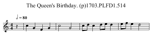 Queen's Birthday. (p)1703.PLFD1.514, The - staff notation
