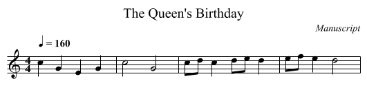 Queen's Birthday, The - staff notation