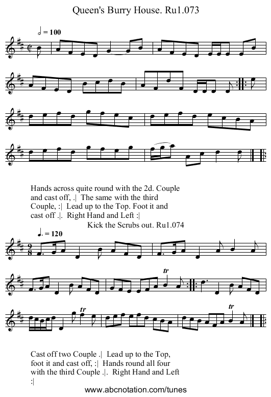 Queen's Burry House. Ru1.073 - staff notation