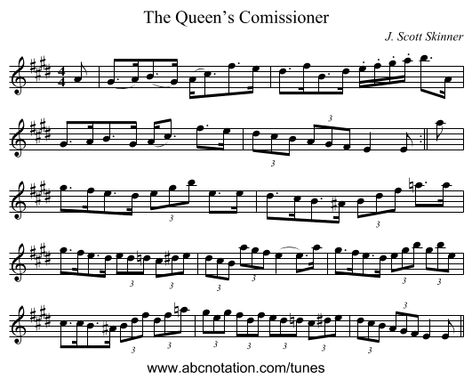 Queen’s Comissioner, The - staff notation