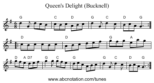Queen's Delight (Bucknell) - staff notation