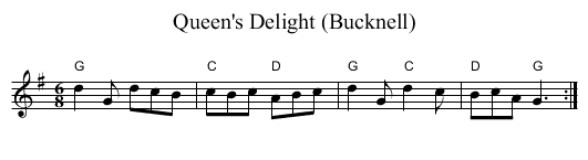 Queen's Delight (Bucknell) - staff notation