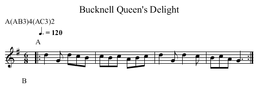 Queen's Delight, Bucknell - staff notation