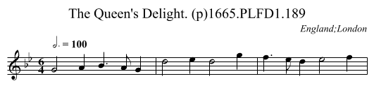 Queen's Delight. (p)1665.PLFD1.189, The - staff notation