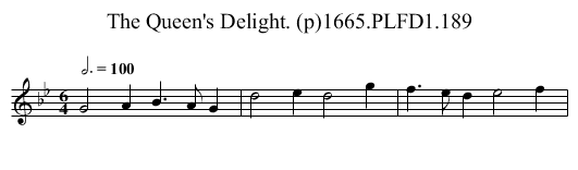 Queen's Delight. (p)1665.PLFD1.189, The - staff notation