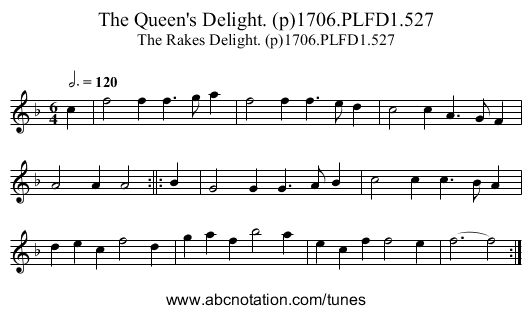 Queen's Delight. (p)1706.PLFD1.527, The - staff notation